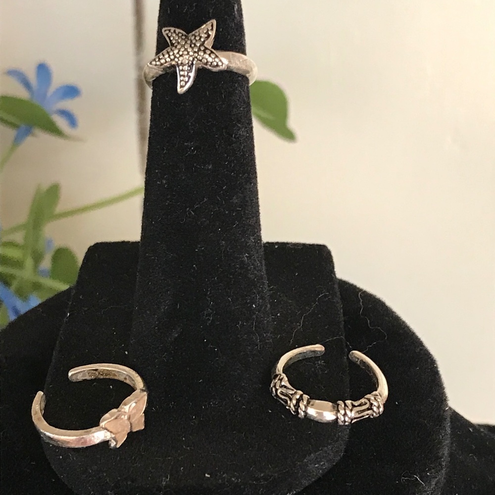 Set of 3 Silver Toe Rings